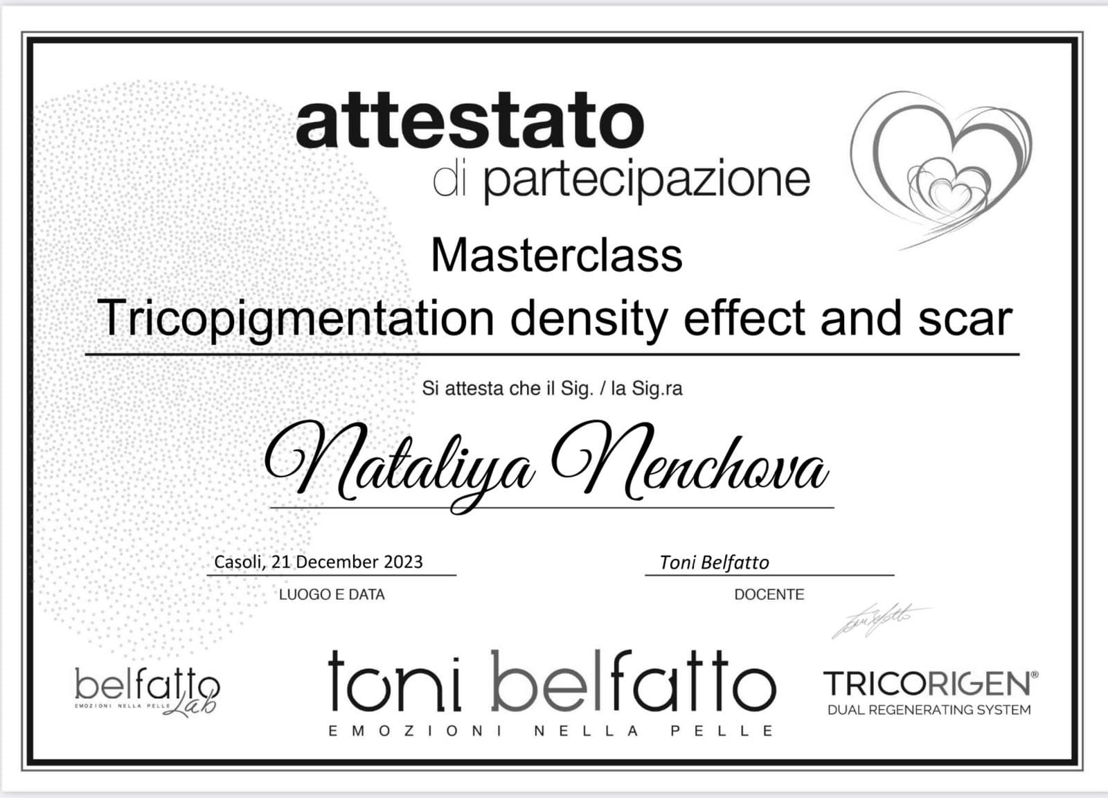Masterclass Tricopigmentation density effect and scar certificate