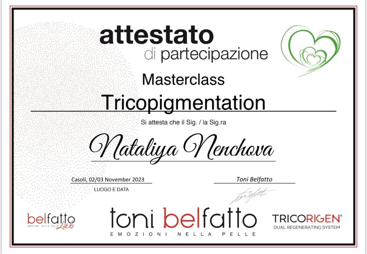 Masterclass Tricopigmentation certificate